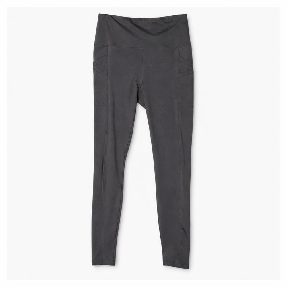 Velocity Parker Side Pocket Ankle Leggings Size L Gray Activewear Sporty Chic